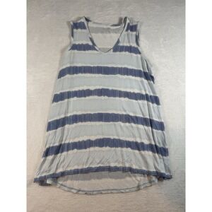Lands End Striped Sleeveless Tank Top Women's Blue Beach Summer Comfy